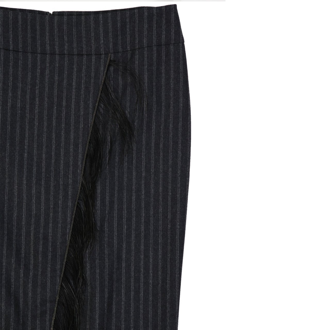 Brunello Cucinelli Brunello Cucinelli Wool Striped Skirt Grijs