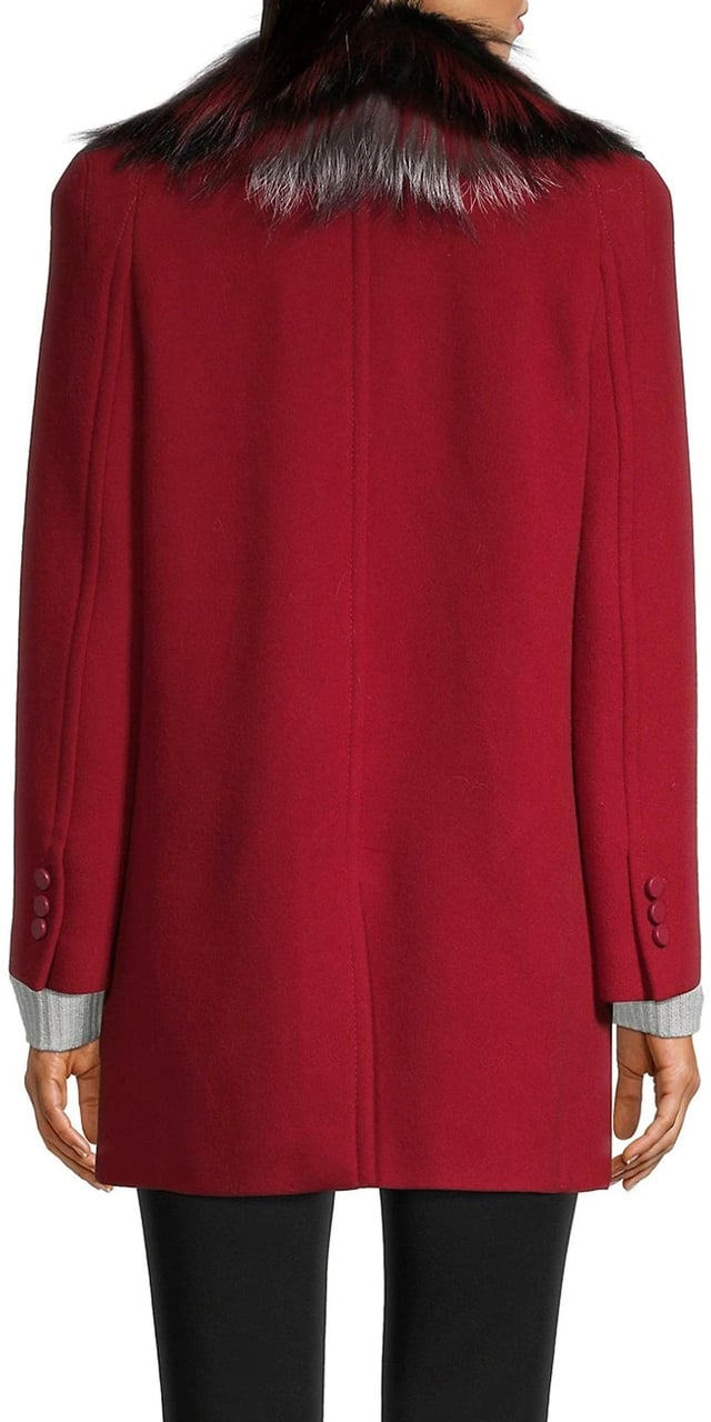 Fendi Fendi Fur Collar Wool Coat Rood