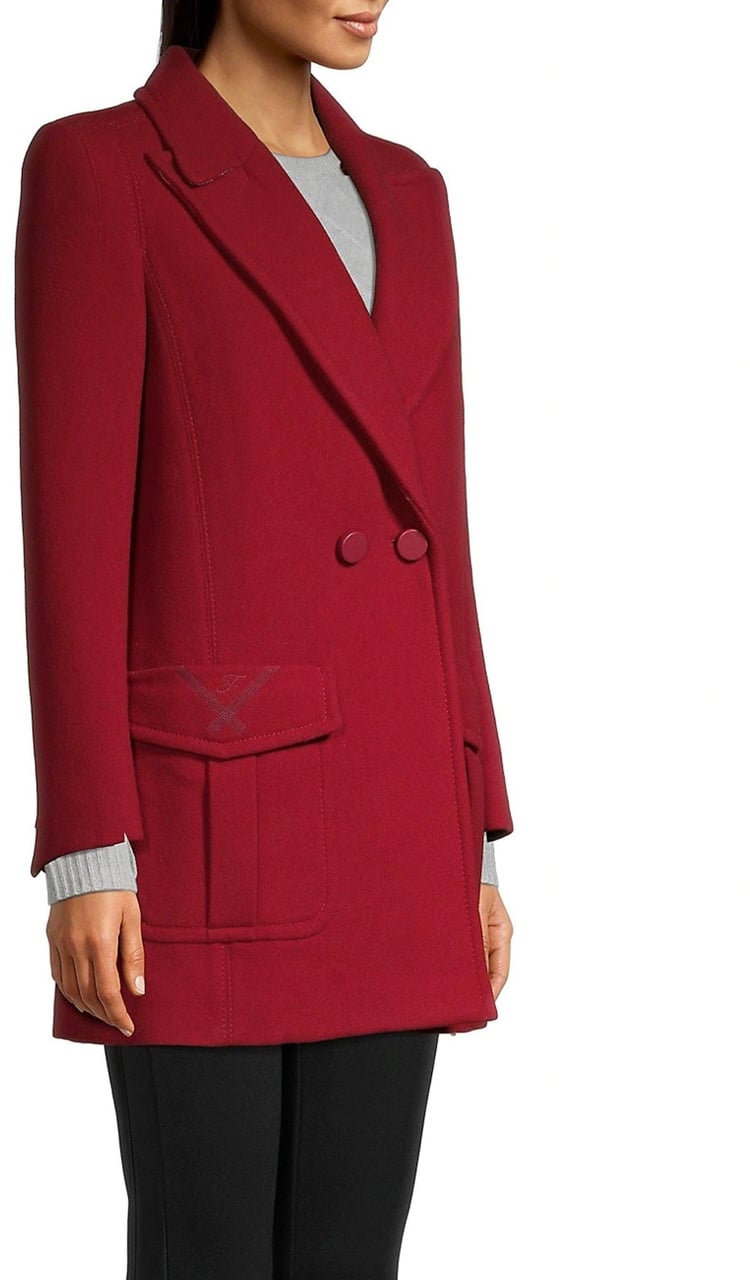 Fendi Fendi Fur Collar Wool Coat Rood