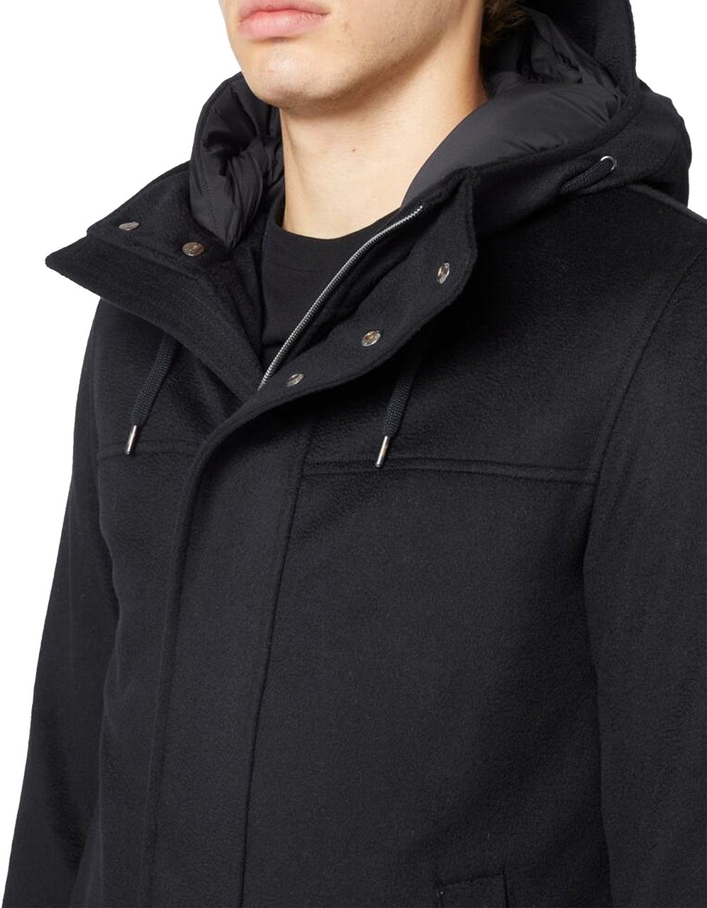 Herno HERNO Wool Cashmere Hooded Coat Zwart