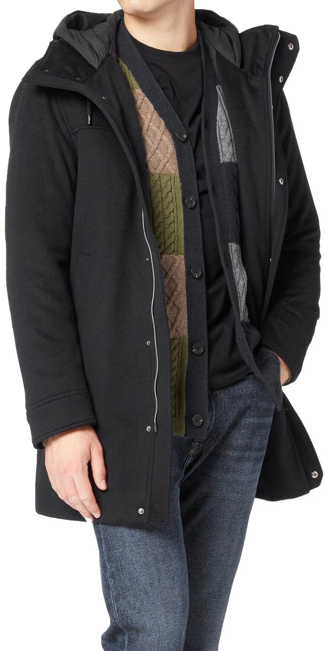 Herno HERNO Wool Cashmere Hooded Coat Zwart