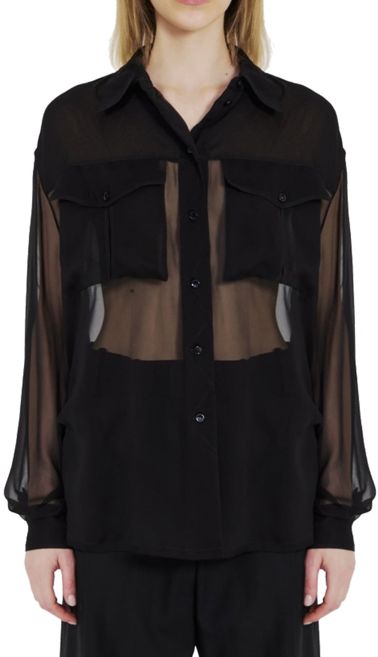 Saint Laurent Saint Laurent Silk Crepe Muslin Shirt Zwart