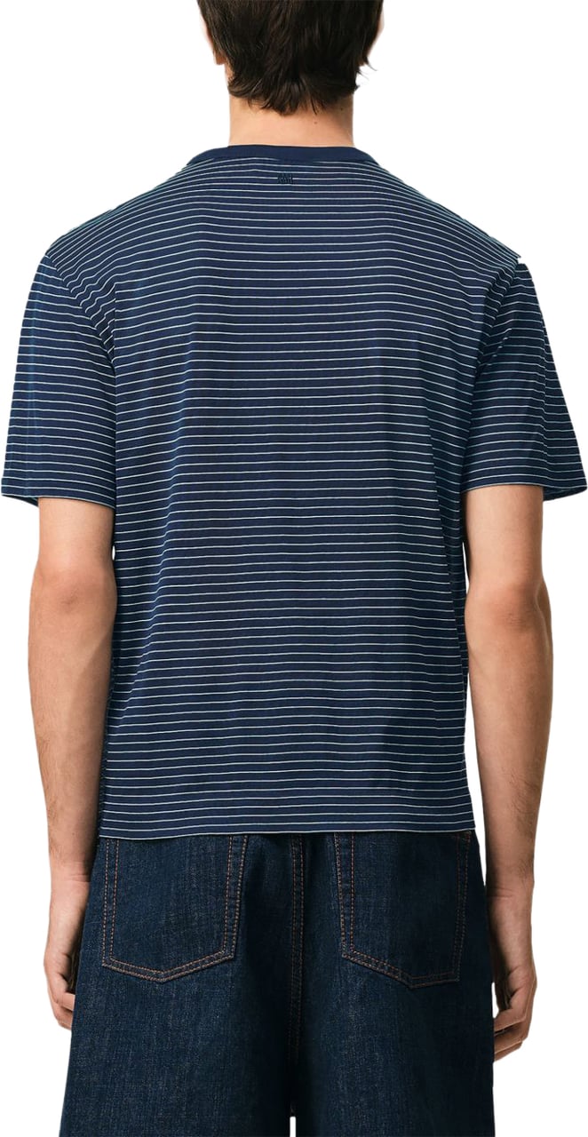 AMI Paris T-Shirts And Polos Bleu/White Blauw