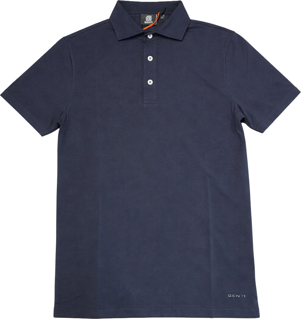 Genti Polo 3 Button Ice Cotton Dark Blue Blauw