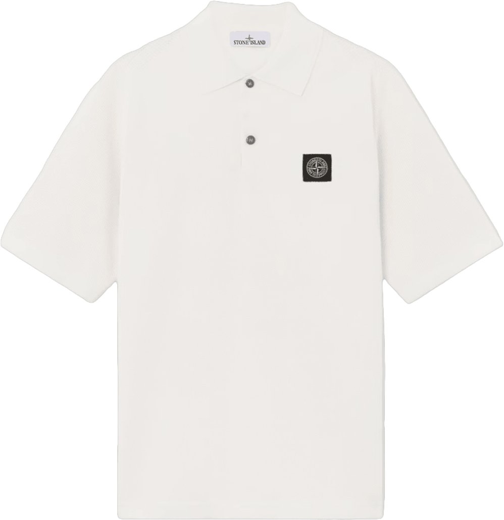 Stone Island Polo shirt van zacht biologisch katoen met microstiksels, marineblauw. Wit