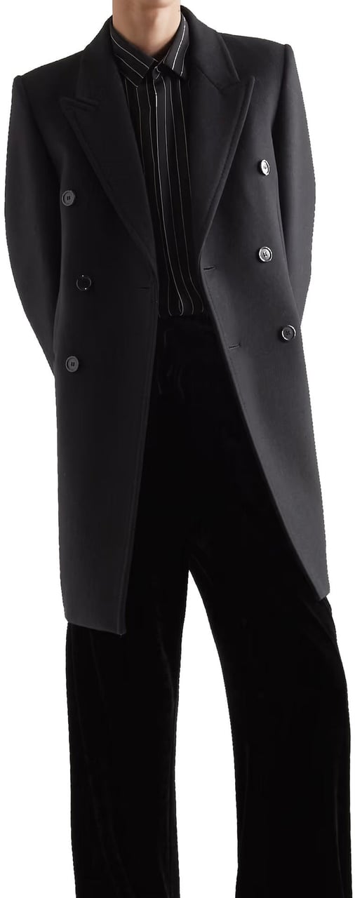 Saint Laurent Saint Laurent Double-Breasted Wool Coat Zwart