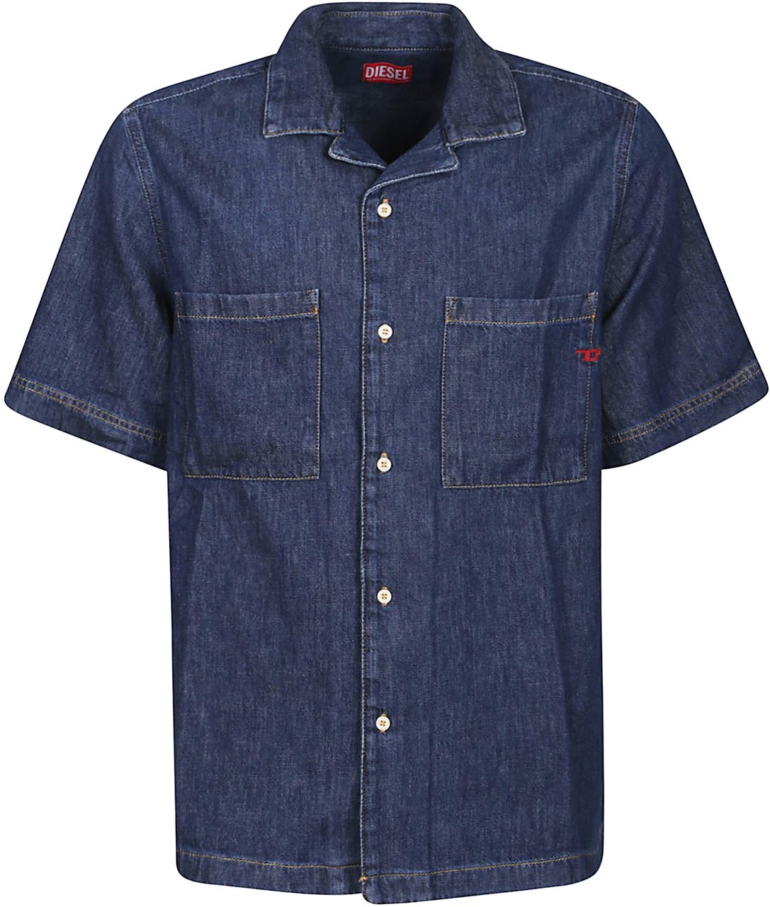 Diesel D-paroshort Short Sleeve Shirt Blue Blauw