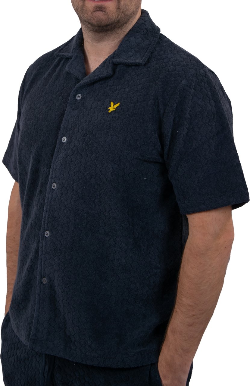 Lyle & Scott Lyle&scott Honeycomb Korte Mouw Overhemden Donkerblauw Sw2407v Blauw