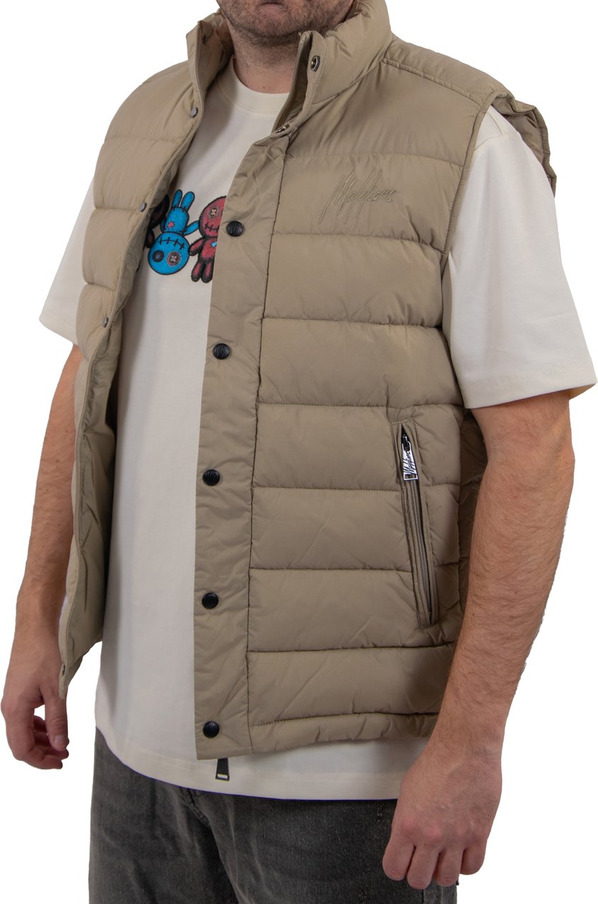 Malelions Malelions Men Placket Padded Vest Bruin