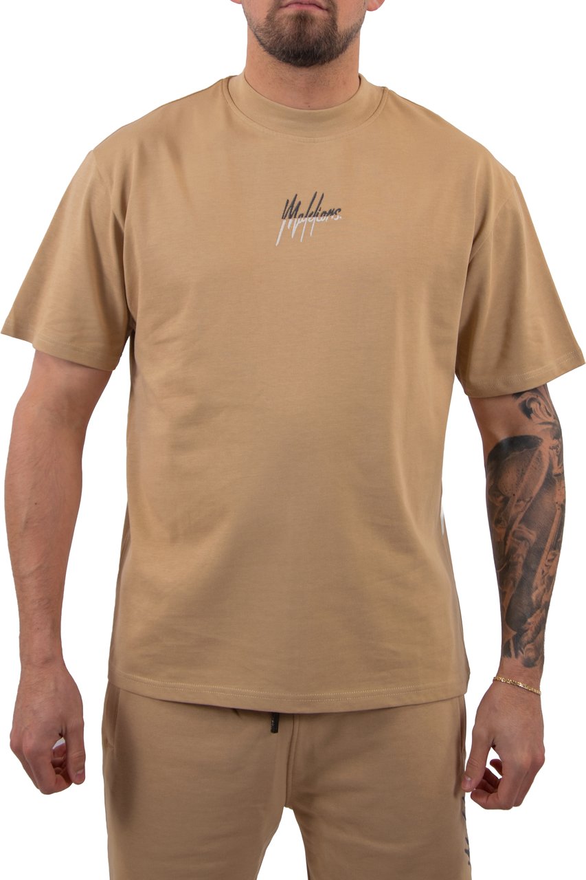 Malelions Malelions Men Oversized Split T-Shirt Beige