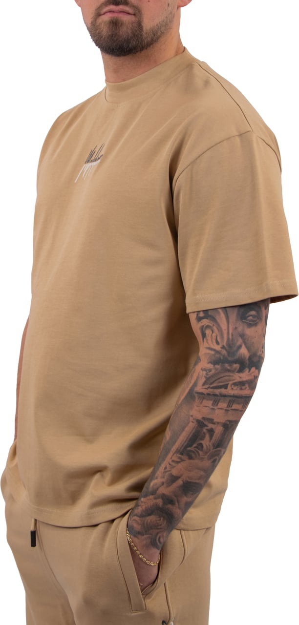 Malelions Malelions Men Oversized Split T-Shirt Beige