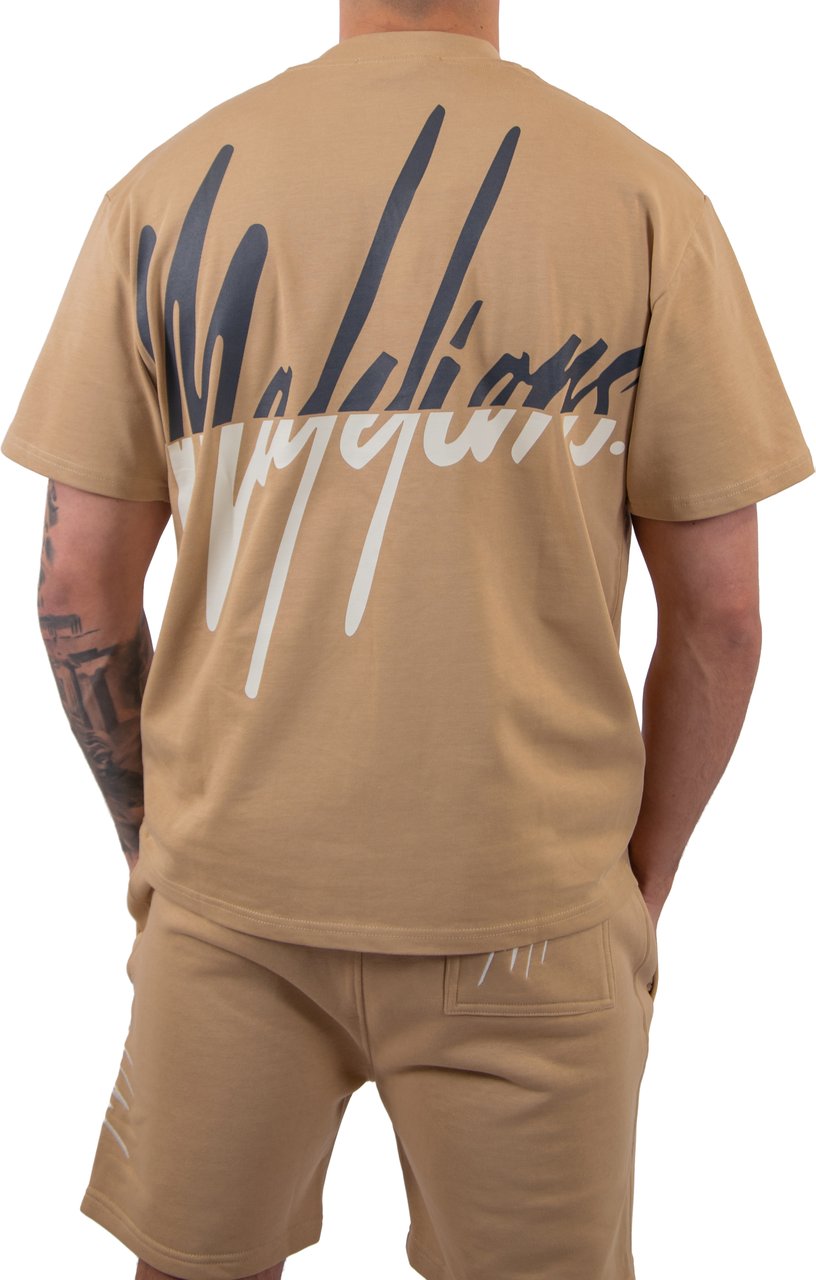 Malelions Malelions Men Oversized Split T-Shirt Beige
