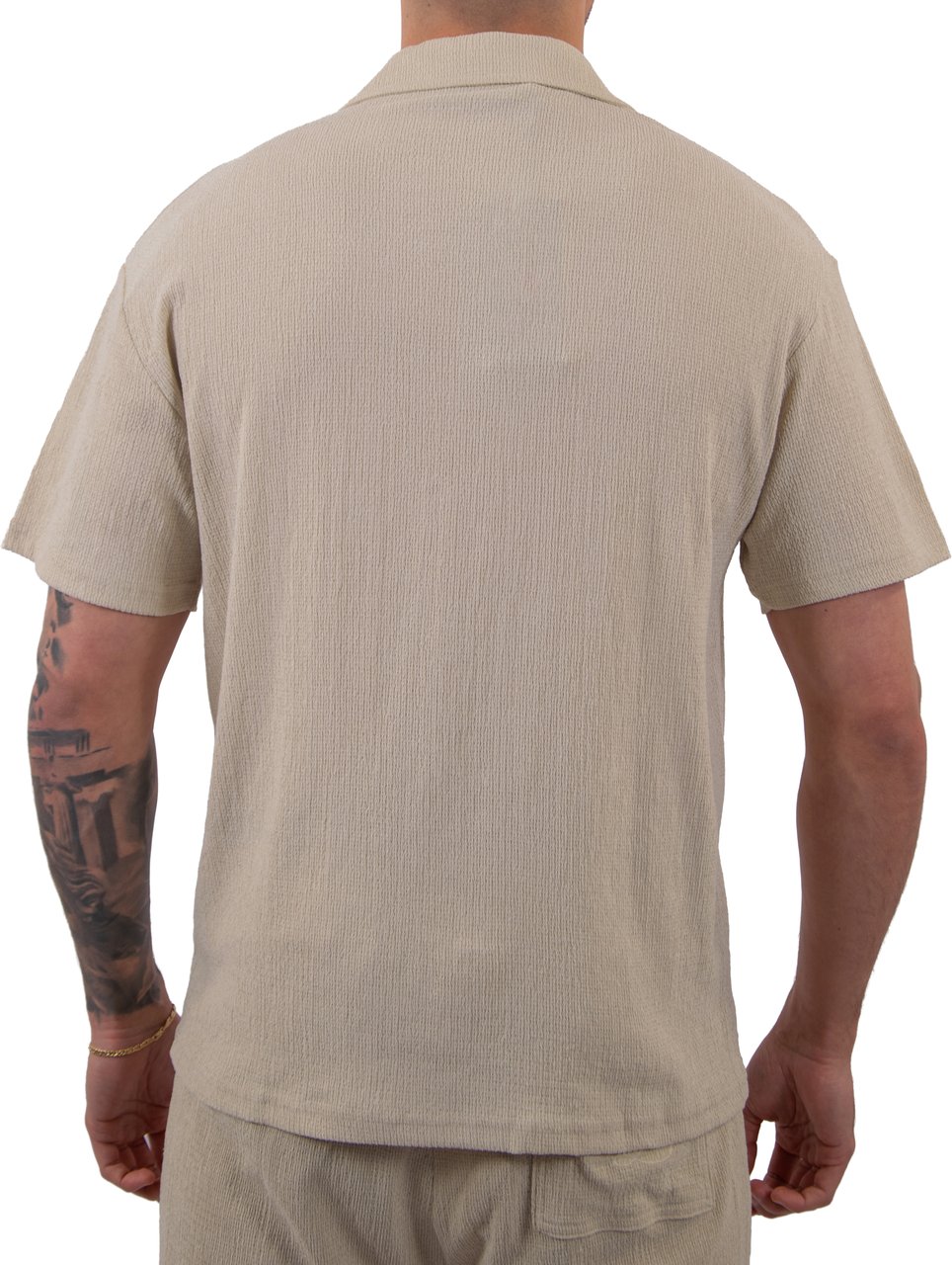 Malelions Malelions Men Emblem Seersucker Buttonless Polo Taupe