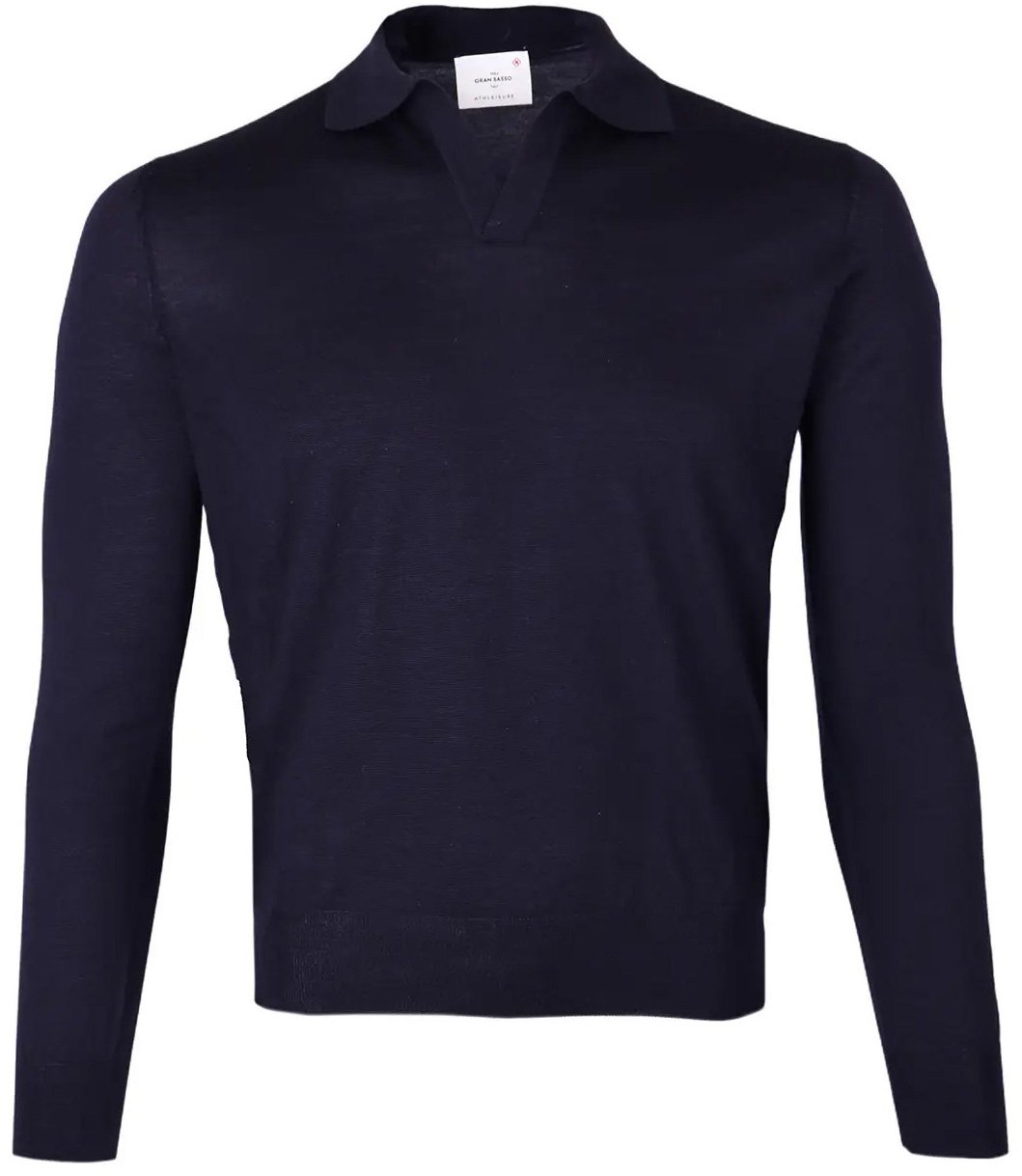 Gran Sasso Polo lange mouw donkerblauw Blauw