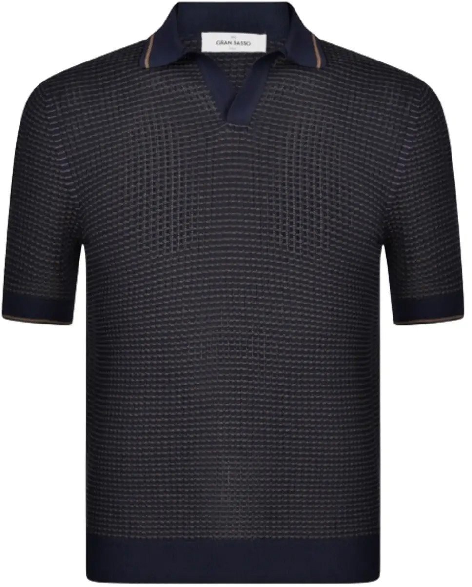 Gran Sasso Polo donkerblauw/bruin Blauw