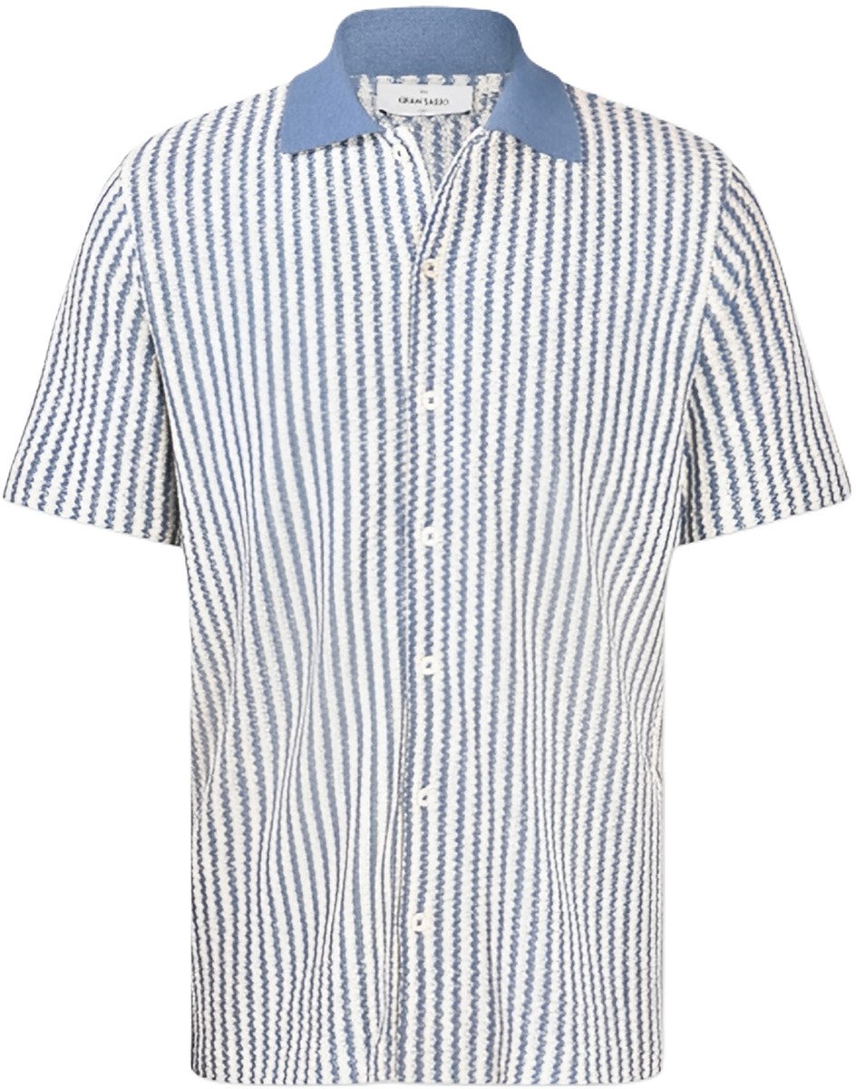 Gran Sasso Overhemd gestreept blauw/wit Blauw