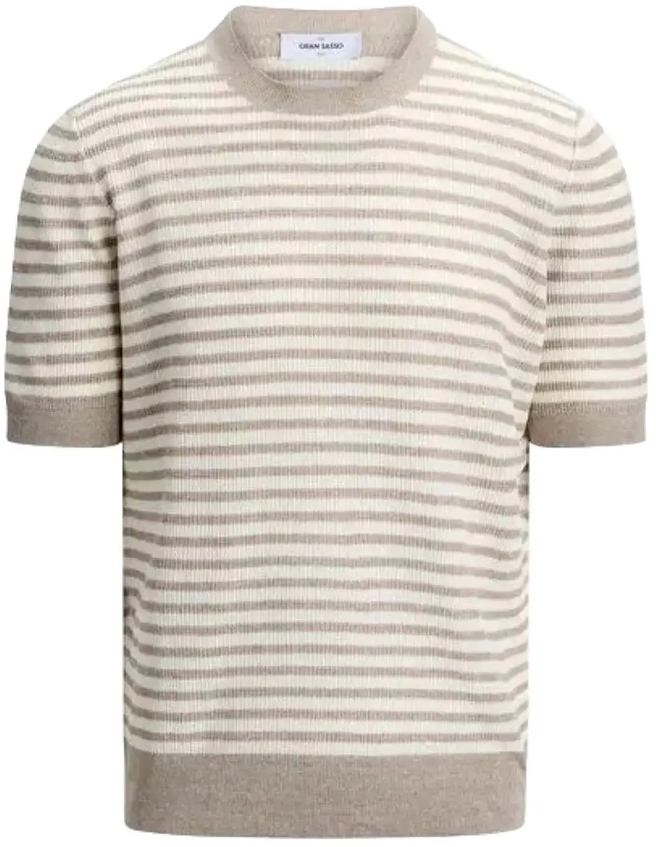 Gran Sasso Gebreid T-shirt beige/wit Beige