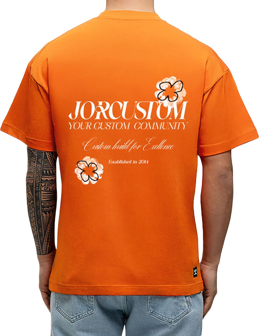 JORCUSTOM Kd-Flowers Loose Fit T-Shirt Oranje