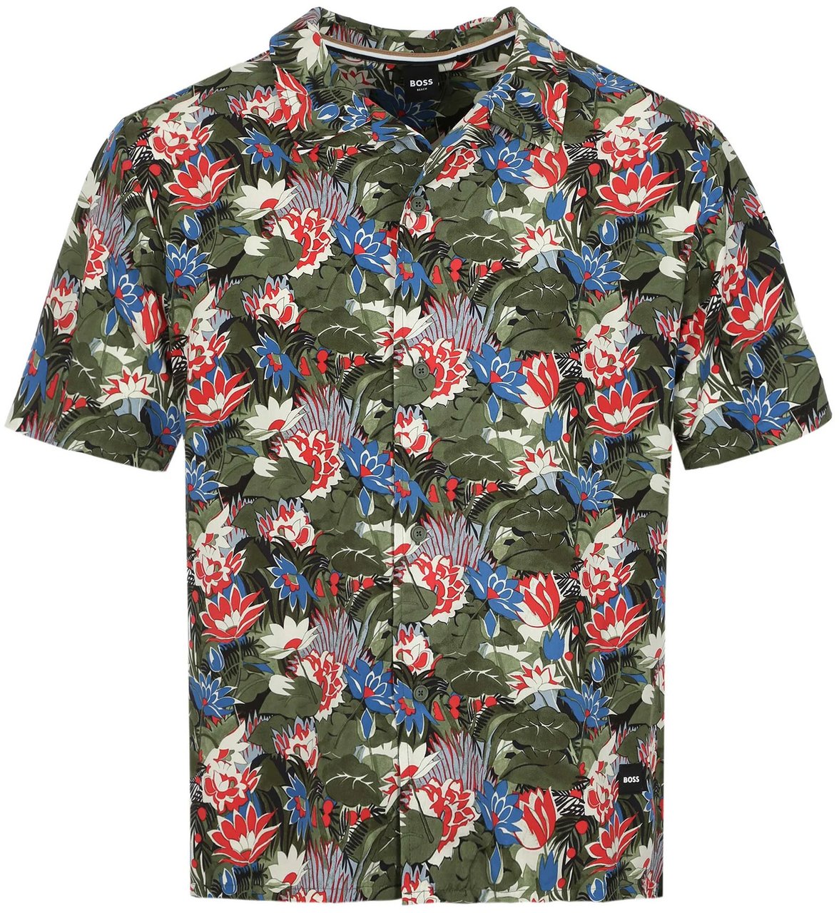 Hugo Boss beach shirt open green Groen