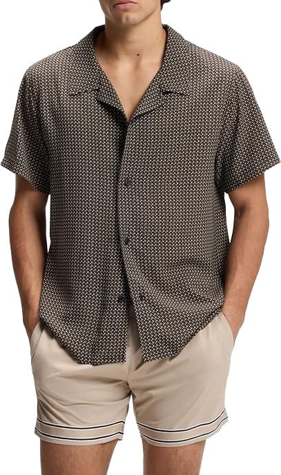 Hugo Boss beach shirt black Zwart