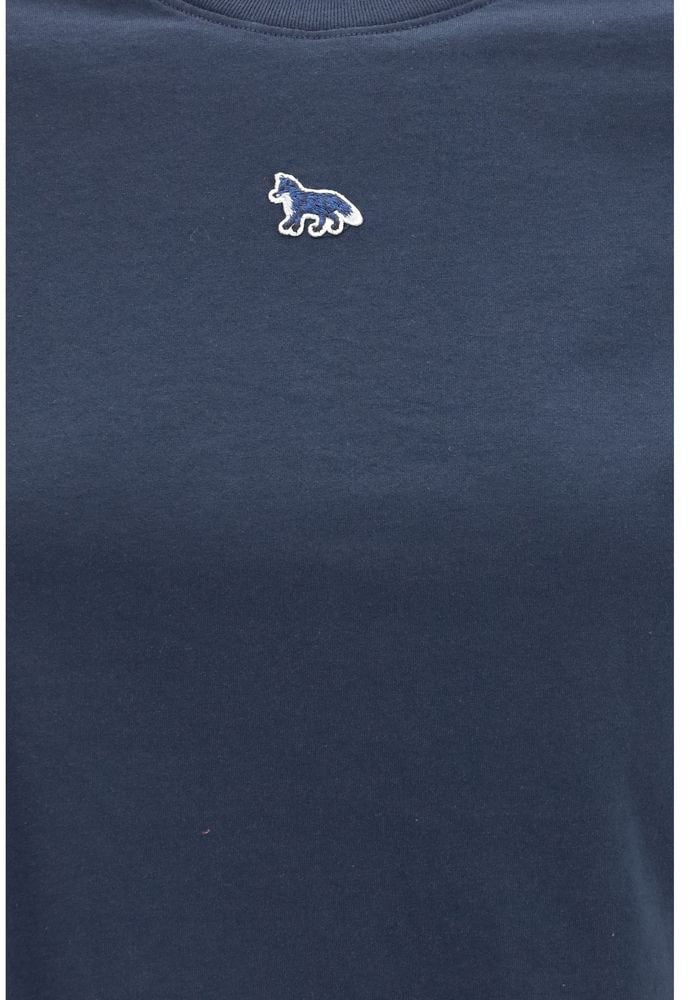 Maison Kitsuné Maison Kitsuné Blue Cotton T-Shirt Blauw
