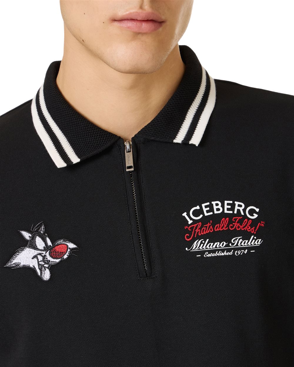 Iceberg Polo Black Zipper Sylvester Zwart