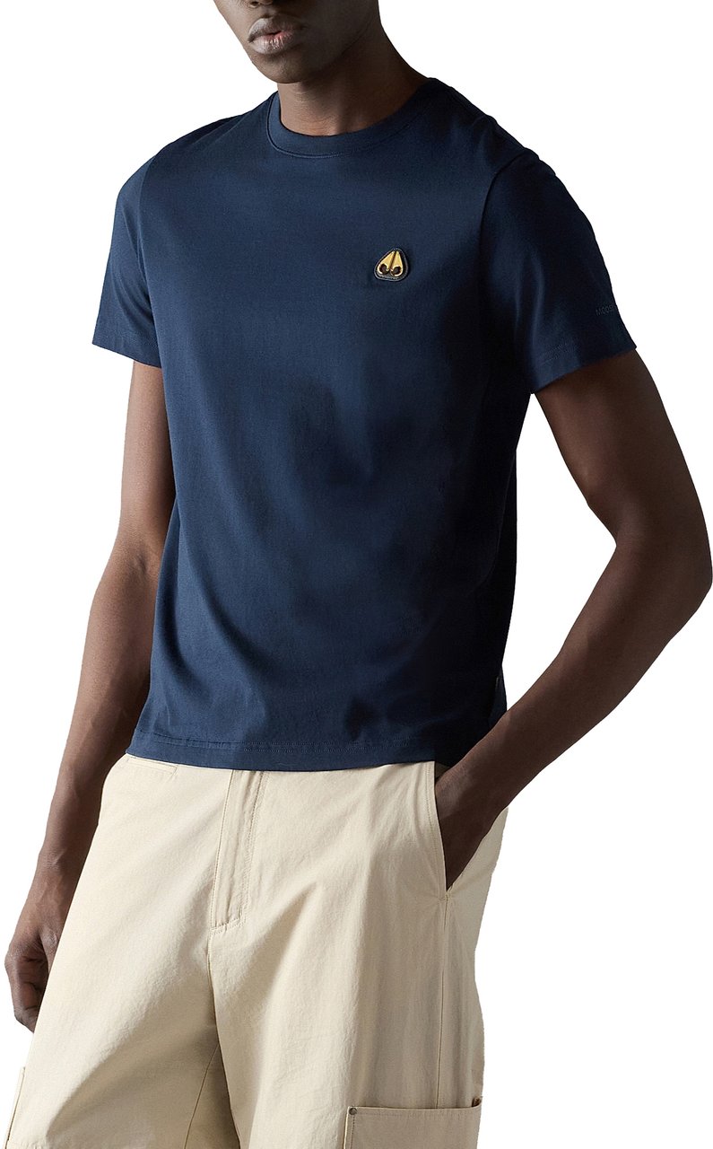 Moose Knuckles Crescent Tee Navy/Gold Blauw