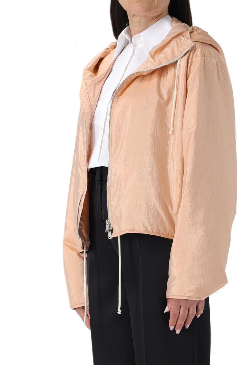 Jil Sander Jil Sander Blend Silk Zip-Up Hooded Jacket Roze