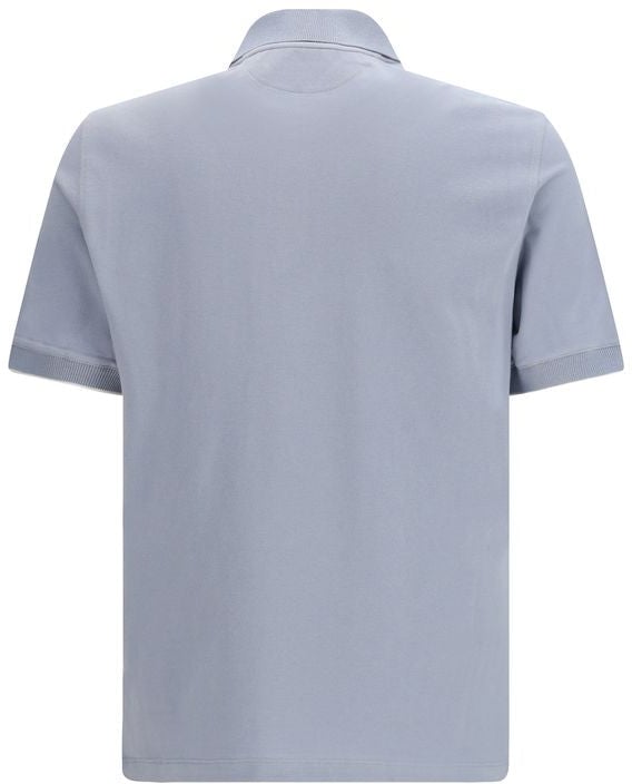Brunello Cucinelli Brunello Cucinelli Blue Cotton Polo Shirt Blauw