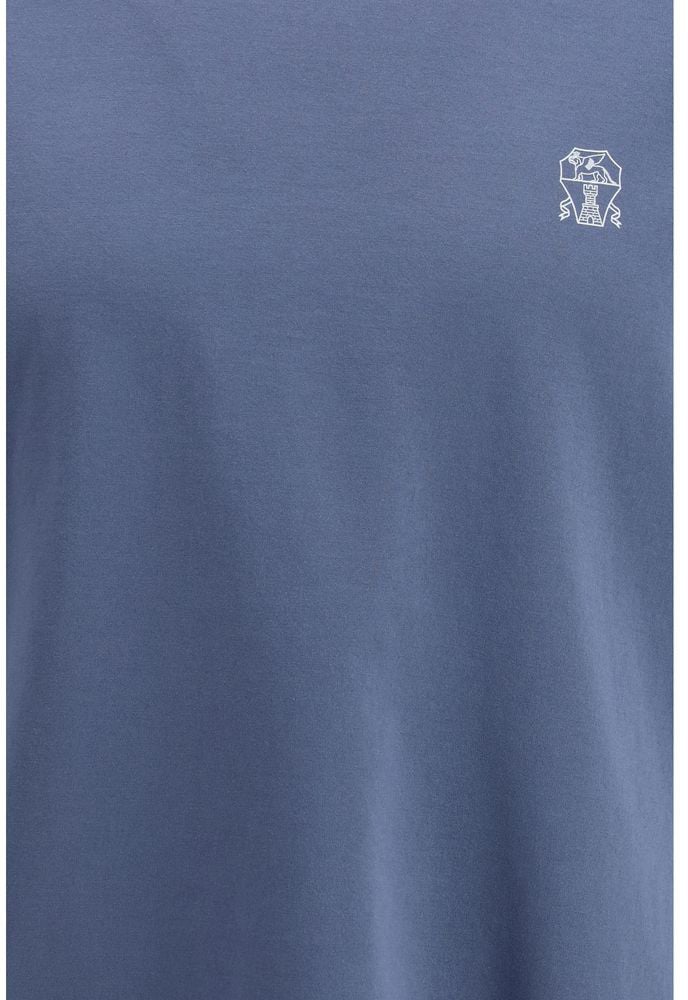 Brunello Cucinelli Brunello Cucinelli Blue Cotton T-Shirt Blauw