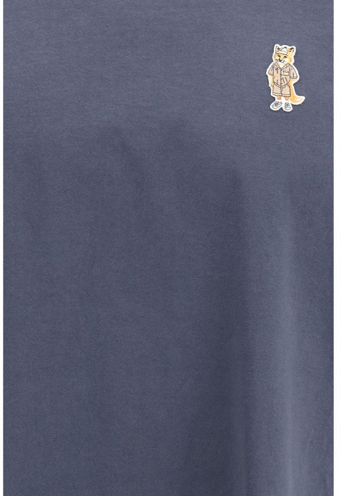 Maison Kitsuné Maison Kitsuné Blue Cotton T-Shirt Blauw