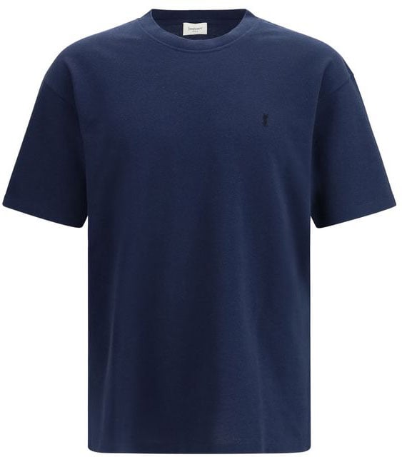 Saint Laurent Saint Laurent Blue Cotton T-Shirt Blauw
