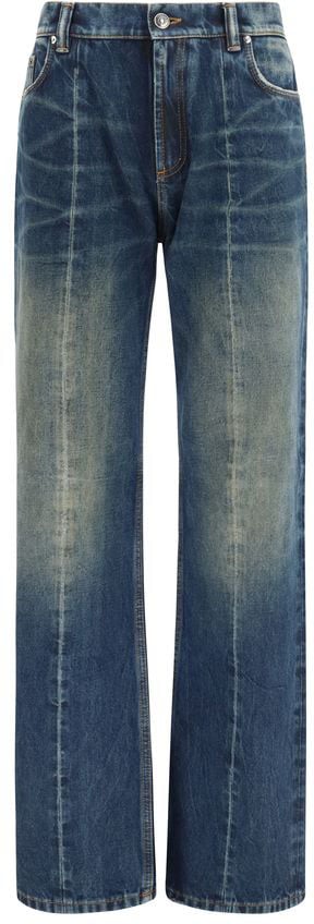 Versace Blue Cotton Straight-Leg Jeans Blauw