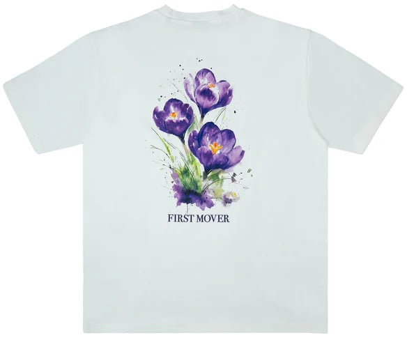 Øne First Movers Purple Flower Tee Wit