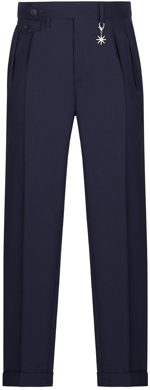 Manuel Ritz broek linnen navy Blauw