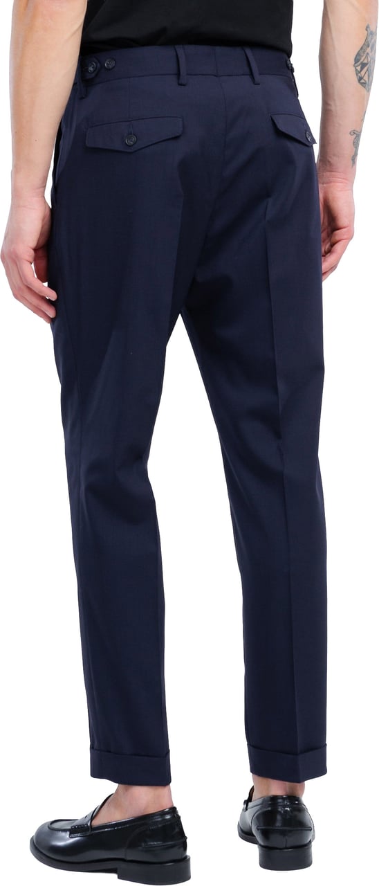 Manuel Ritz broek linnen navy Blauw