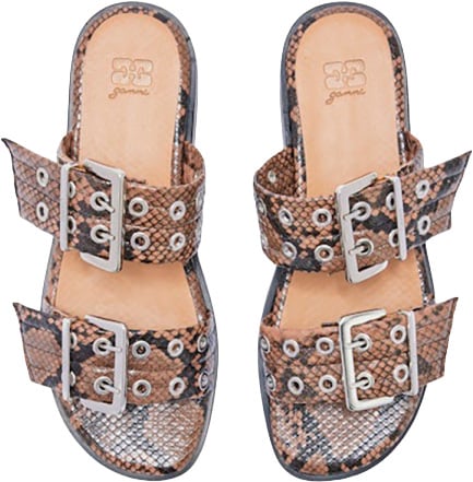 Ganni sandalen bruin Dierenprint