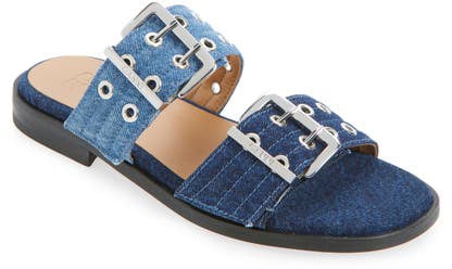 Ganni sandalen jeans Blauw