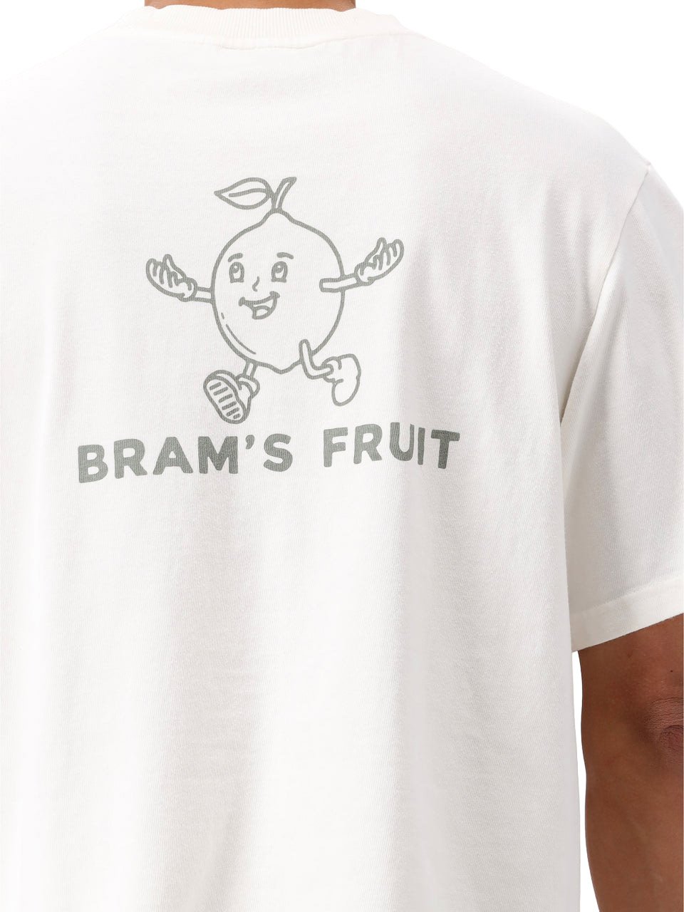 Bram's Fruit Distressed t-shirt big lemon ouline Wit