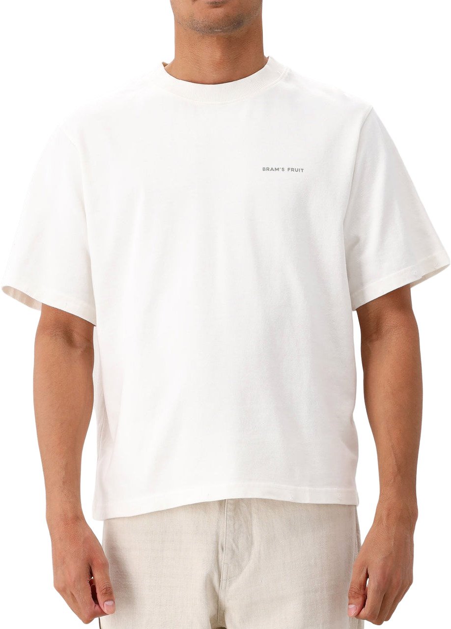 Bram's Fruit Distressed t-shirt big lemon ouline Wit