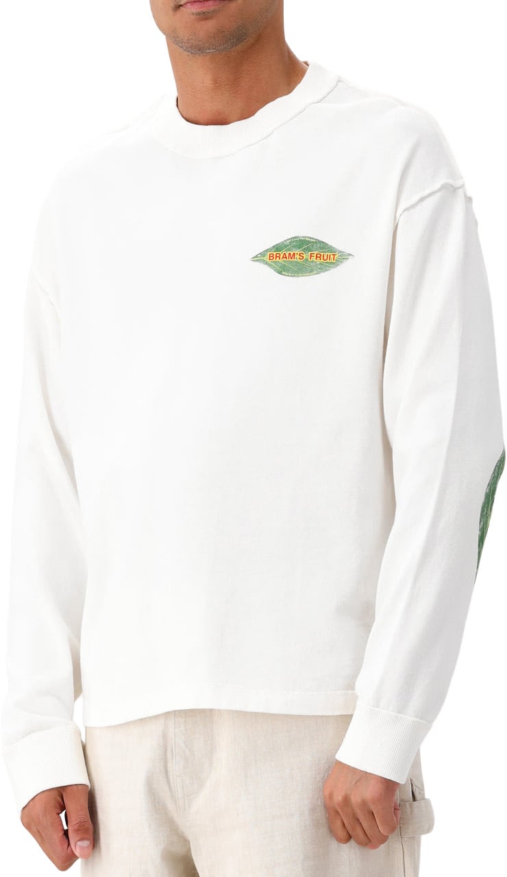 Bram's Fruit Distressed Leaf longsleeve t-shirt Wit
