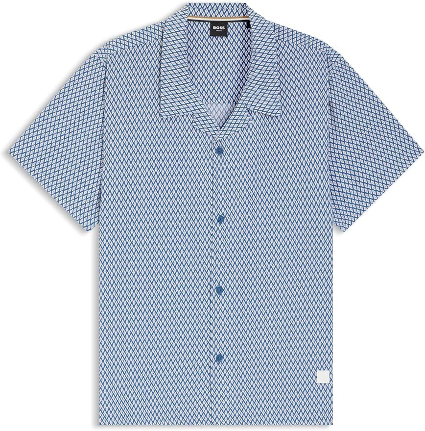 Hugo Boss Beach shirt open blue Blauw