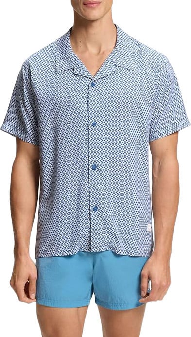 Hugo Boss Beach shirt open blue Blauw