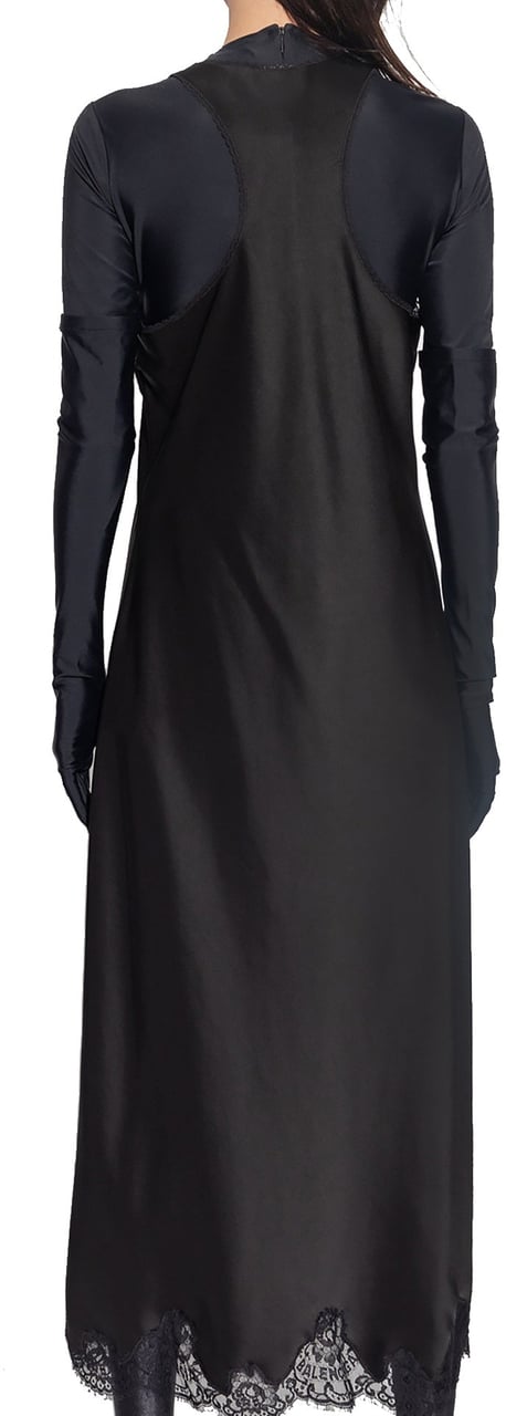 Balenciaga Balenciaga Satin Strappy Midi Dress Zwart