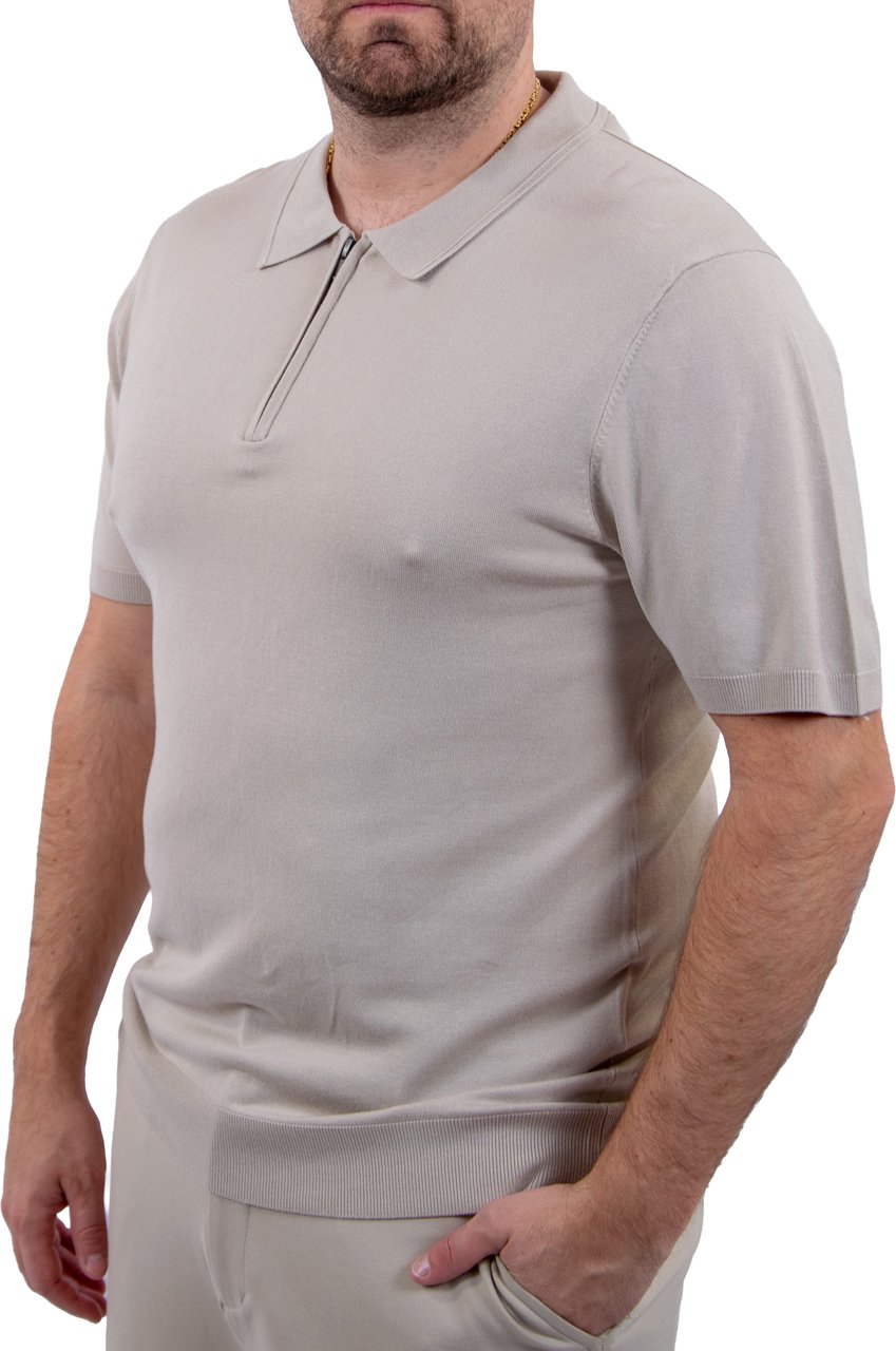 Pure Path Zip Knitted Polo Beige