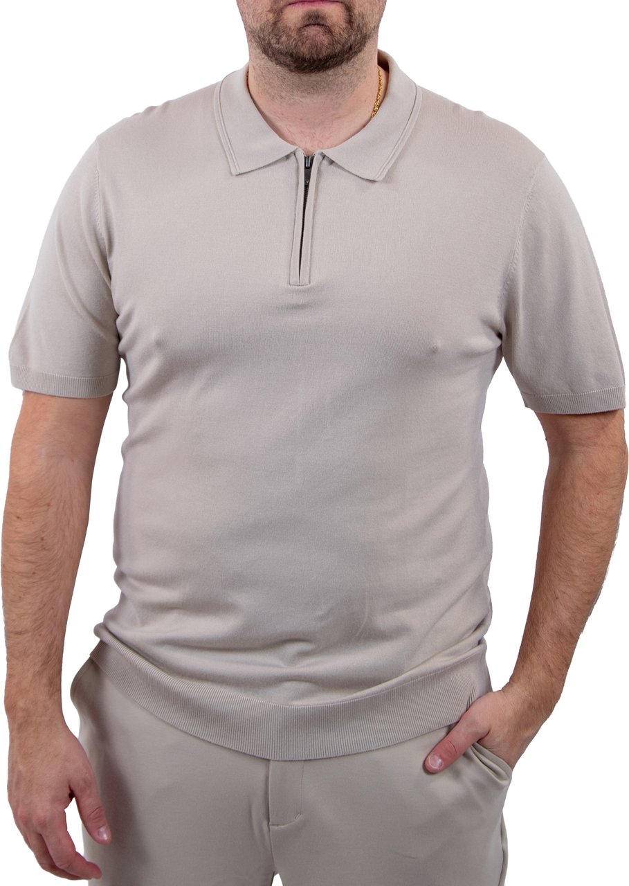 Pure Path Zip Knitted Polo Beige