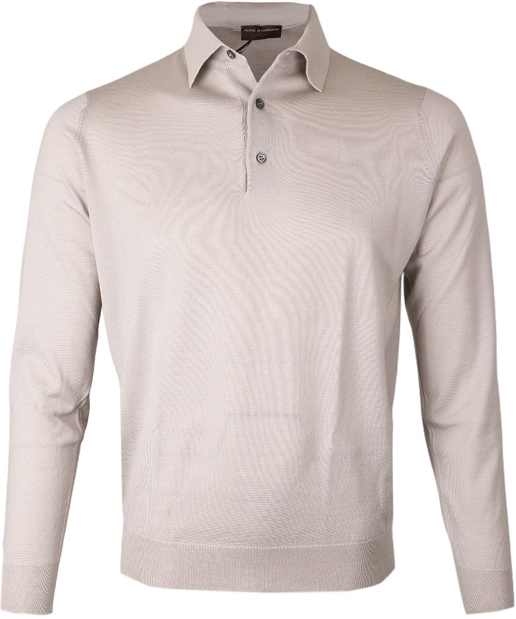 Filippo De Laurentiis Polo lange mouw greige Beige