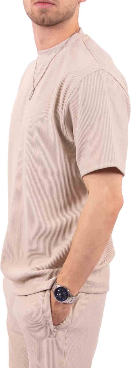 Malelions Malelions Men Ribbed T-Shirt Taupe