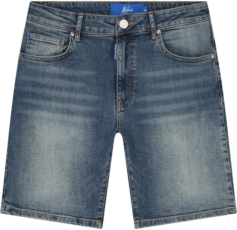 Malelions Malelions Men Washed Denim Shorts Blauw