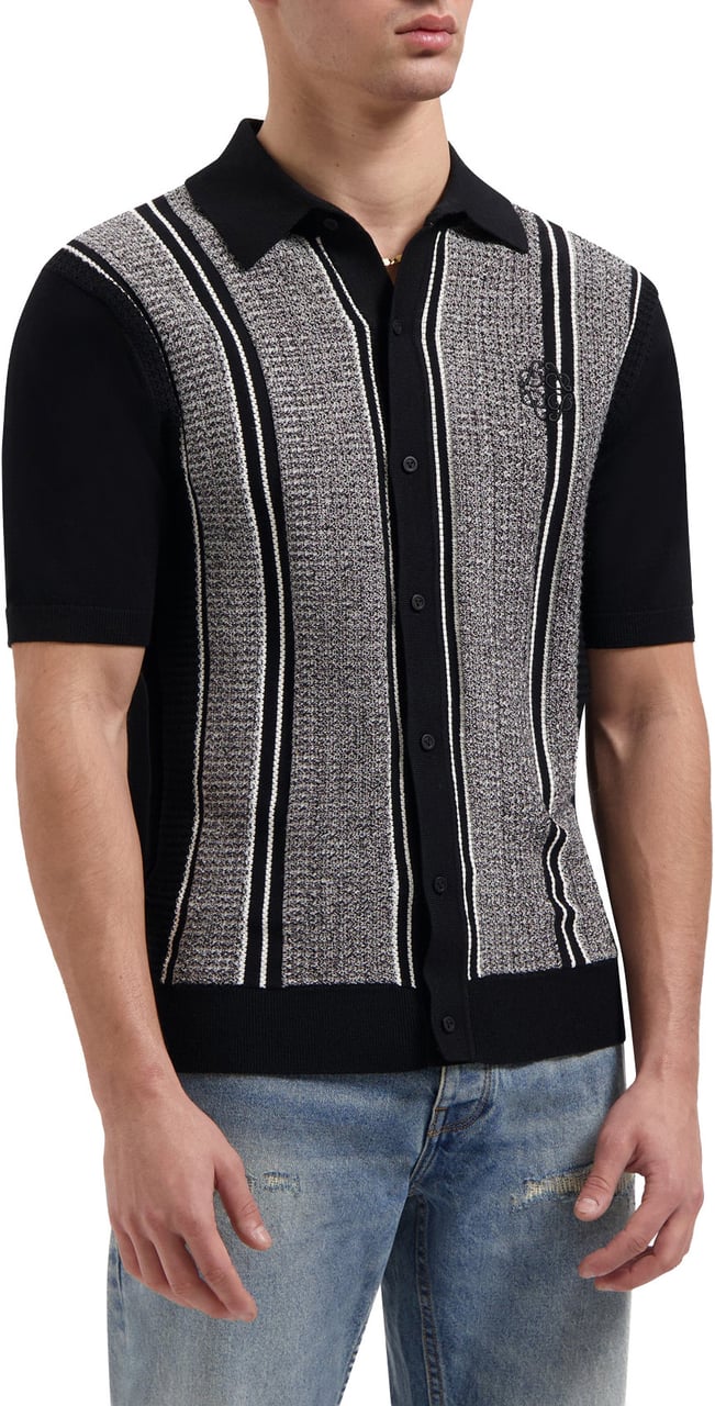 Pure Path Ripley Jacquard Knit Shirt Zwart